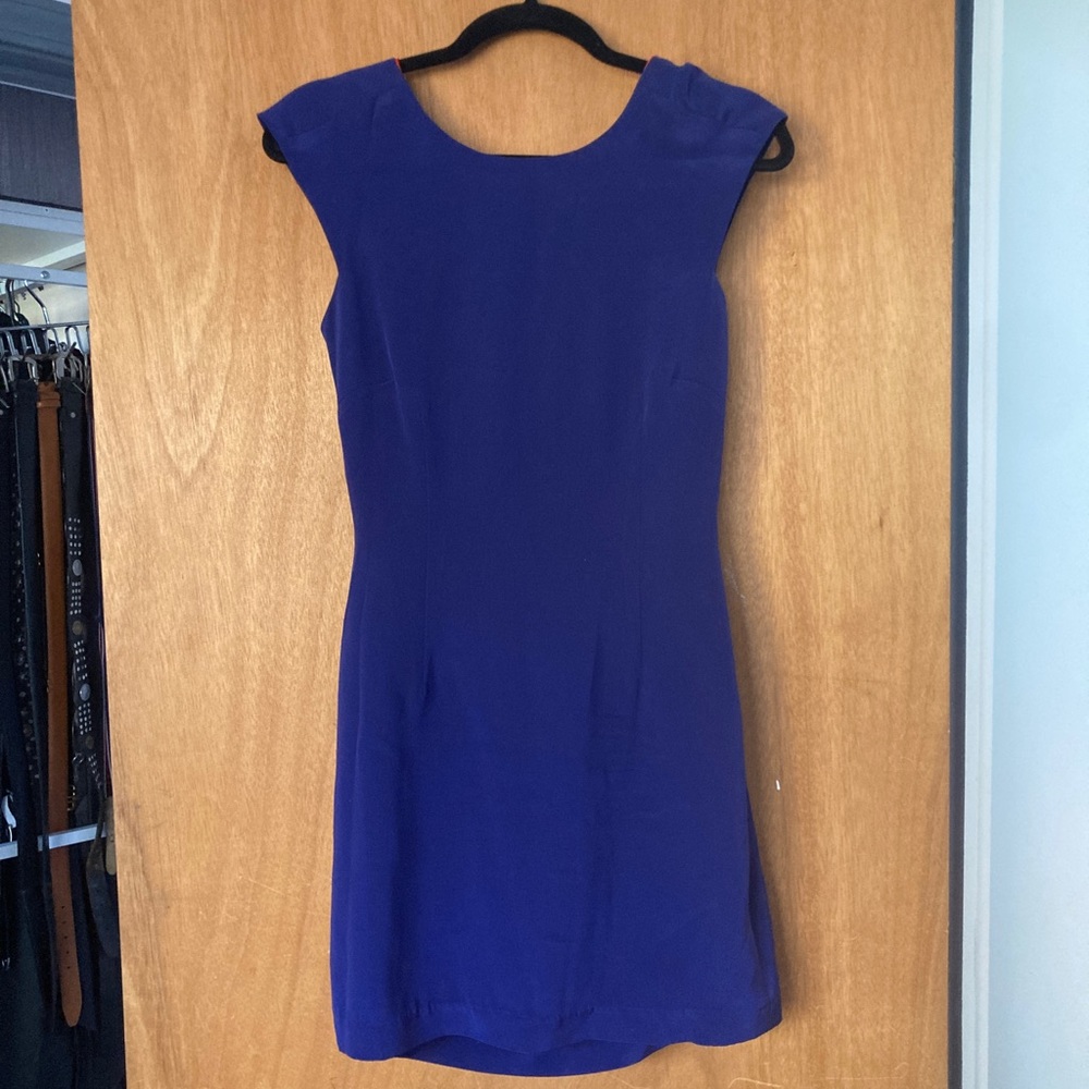 vintage blue silk dress cowl back